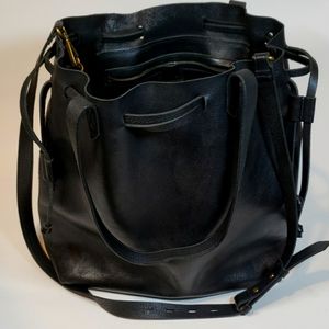 Madewell Black Leather Bucket Bag